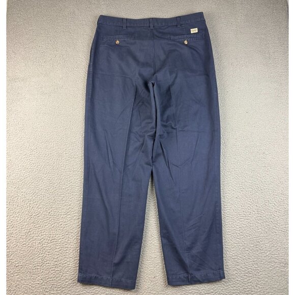 Flyers Classic Fit Pants Men's 36x32 Pleated Front Khaki Slacks Casual Navy Blue - Picture 2 of 6